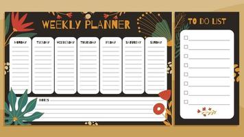 Weekly planner and to do list  print concept template. vector