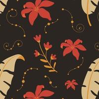 Exotic abstract foliage floral seamless pattern. Vector illustration