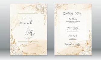 tarjeta de invitación de boda fondo de acuarela con ramo de rosas vector