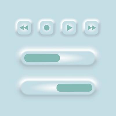 Neomorphism trendy design buttons.