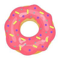 Colorful and glossy donut with sweet glaze and multicolored powder vector