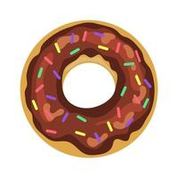 Colorful and glossy donut with sweet glaze and multicolored powder vector