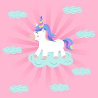 Rainbow unicorn on a cloud. vector