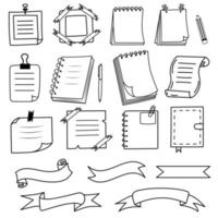 Notes, notebooks, ribbons in doodle style. vector