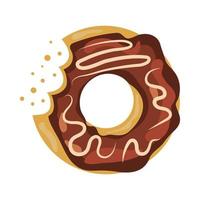 Colorful and glossy donut with sweet glaze and multicolored powder. vector