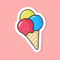 Ice cream sticker in pop art style vector