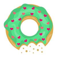 Colorful and glossy donut with sweet glaze and multicolored powder. vector