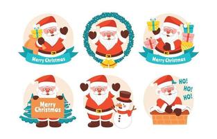 Stickers Set of Santa Claus in Several Poses vector