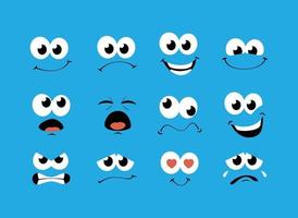 vector de conjunto de expresión de cara de dibujos animados