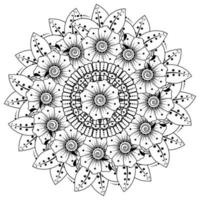 Circular pattern in the form of mandala with flower for henna, tattoo. vector