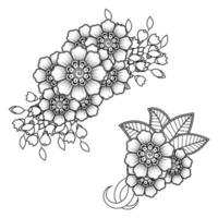 Set of Mehndi flower for henna, mehndi, tattoo.