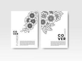 Vintage card with flowers on background, Book cover with flower. vector