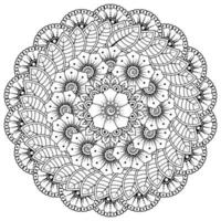 Circular pattern in the form of mandala with flower for henna, tattoo. vector