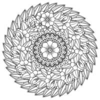 Circular pattern in the form of mandala with flower for henna, tattoo. vector