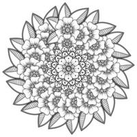 Circular pattern in the form of mandala with flower for henna, tattoo. vector