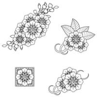 flor mehndi para henna, mehndi, tatuaje, decoración. vector