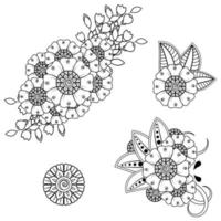 Mehndi flower for henna, mehndi, tattoo, decoration. vector