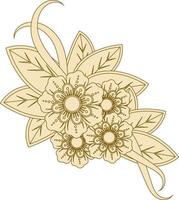 flor mehndi para henna, mehndi, tatuaje, decoración. vector