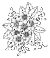 flor mehndi para henna, mehndi, tatuaje, decoración. vector