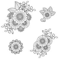 flor mehndi para henna, mehndi, tatuaje, decoración. vector