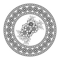 Circular pattern in the form of mandala with flower for henna, mehndi. vector