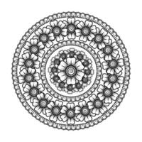 Circular pattern in the form of mandala with flower for henna, tattoo. vector