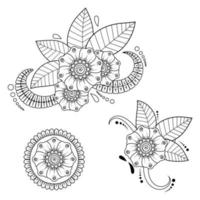 flor mehndi para henna, mehndi, tatuaje, decoración vector