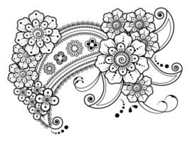 flor mehndi para henna, mehndi, tatuaje, decoración vector