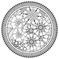 patrón circular en forma de mandala con flor para henna, mehndi vector