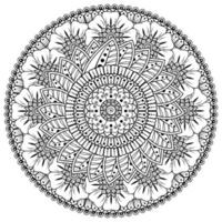 patrón circular en forma de mandala con flor para henna, mehndi vector