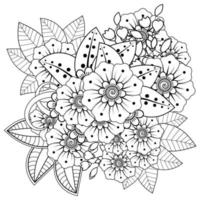 Adorno decorativo de flores mehndi en estilo étnico oriental vector