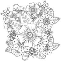 Adorno decorativo de flores mehndi en estilo étnico oriental vector