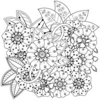 Adorno decorativo de flores mehndi en estilo étnico oriental vector