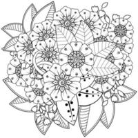 Adorno decorativo de flores mehndi en estilo étnico oriental vector