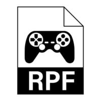 diseño plano moderno del icono de archivo rpf para web vector