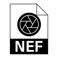 diseño plano moderno del icono de archivo nef para web vector