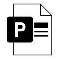 diseño plano moderno del icono de archivo de documento de editor de pub logo vector