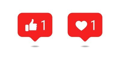 Social media speech bubble like and heart icon vector