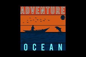 adventure ocean silhouette retro design vector