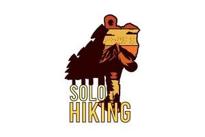 solo hiking silhouette retro design vector