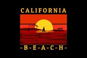 california beach silhouette retro design vector