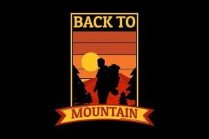back to mountain silhouette retro design vector