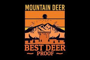 mountain deer silhouette retro design vector