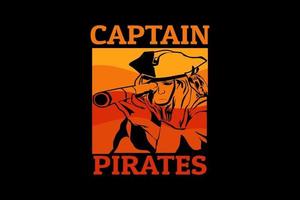 captain pirates silhouette retro design vector