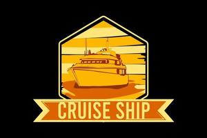 crucero, silueta, retro, diseño vector