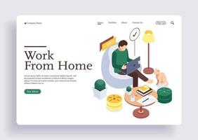 Man working with notebook and laptop to doing remote job with pet vector
