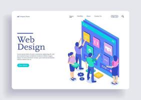 Modern flat design isometric concept of web development vector