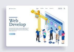 desarrollo de diseño web y concepto de puesta en marcha vector