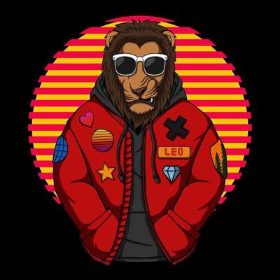 Cool lion wearing jacket vector illustration