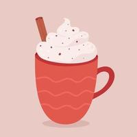 Christmas hot drink with cinnamon. Hot coffee, hot chocolate. vector